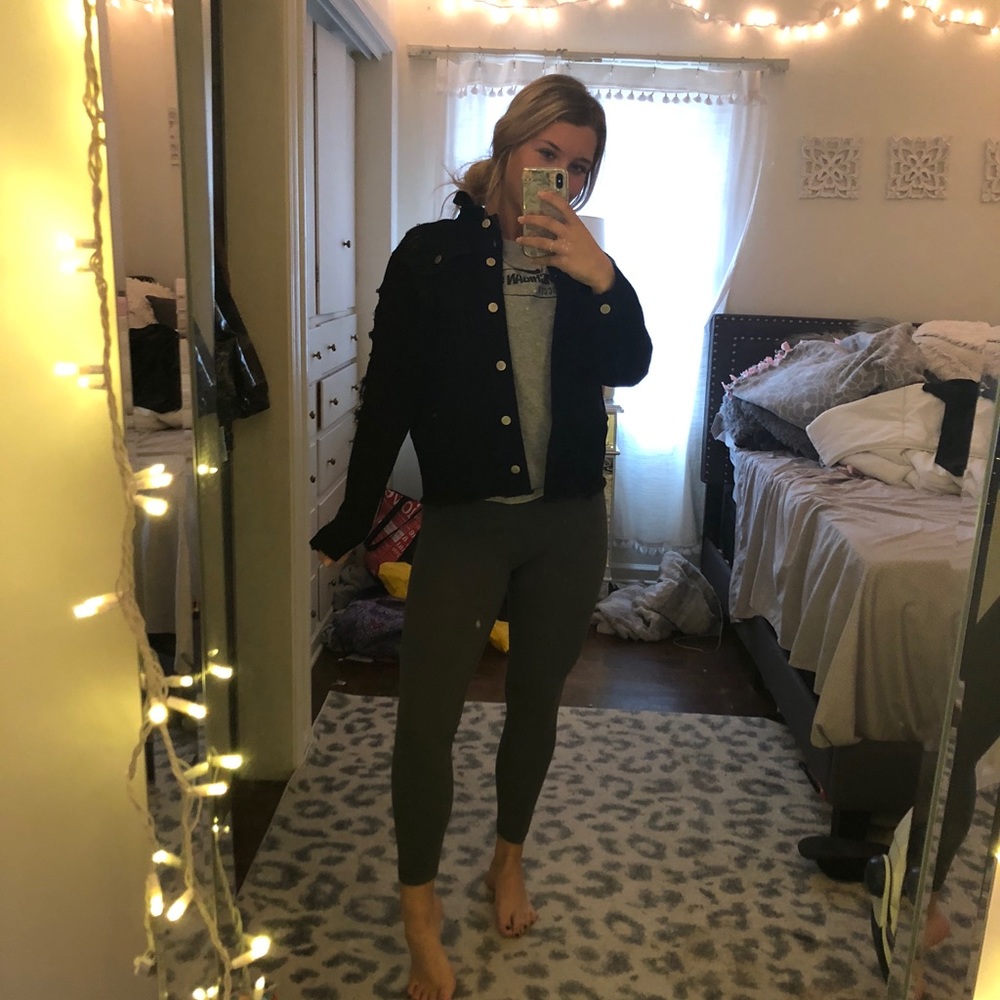 NWT Distressed black denim jacket